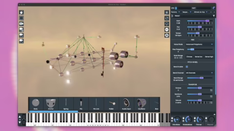 Interface 3D du synthétiseur à modélisation physique Anukari