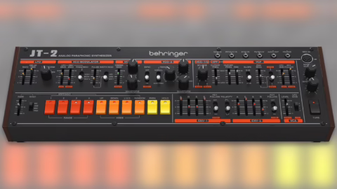 Behringer JT-2, synthétiseur analogique paraphonique format Eurorack et desktop, vue de face