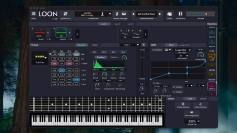 Interface principale du synthé logiciel Jamstik Loon
