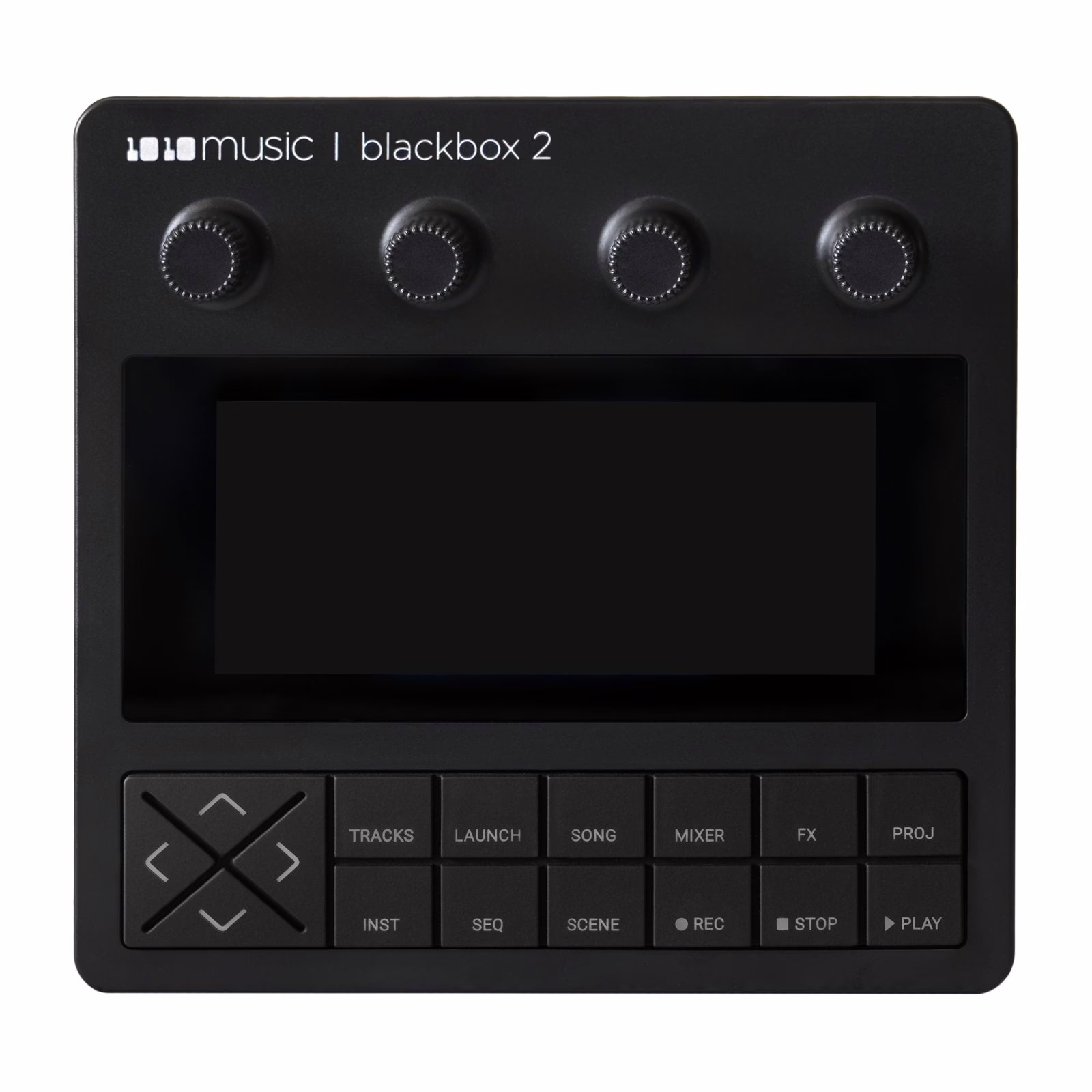 Close-up of the 1010music blackbox 2 touchscreen and controls
