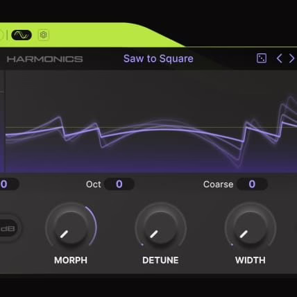 The Harmonics layer of Arturia Pure SUB with its additive and wavetable engines