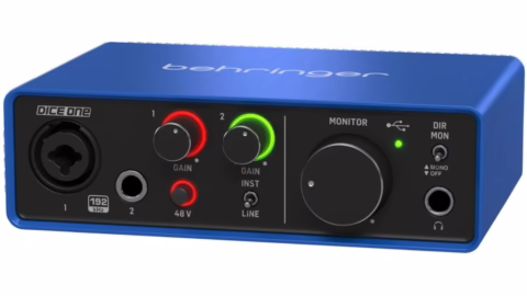 L'interface audio USB Behringer Dice 1U2 vue de trois quarts