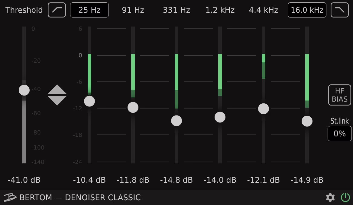 Interface du plugin gratuit Bertom Denoiser Classic