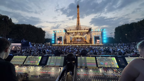 Position de façade équipée de consoles Lawo mc²56 au Concert de Paris 2026