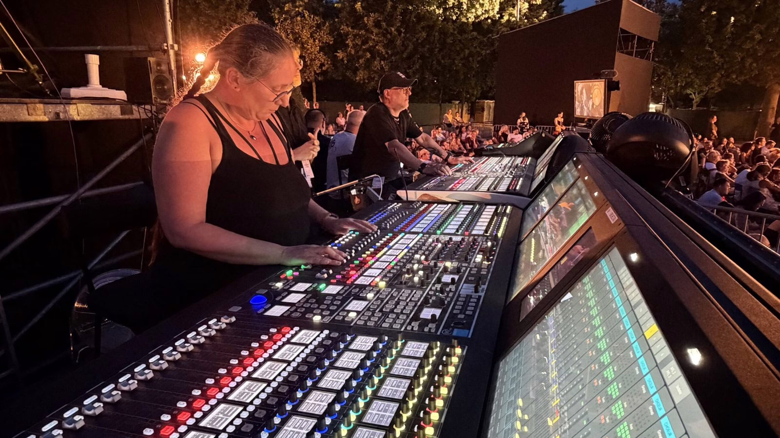 A second view of the Lawo front-of-house control position at the 2026 Concert de Paris