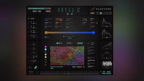 Interface du synthetiseur Dawesome Abyss II avec sa palette de couleurs