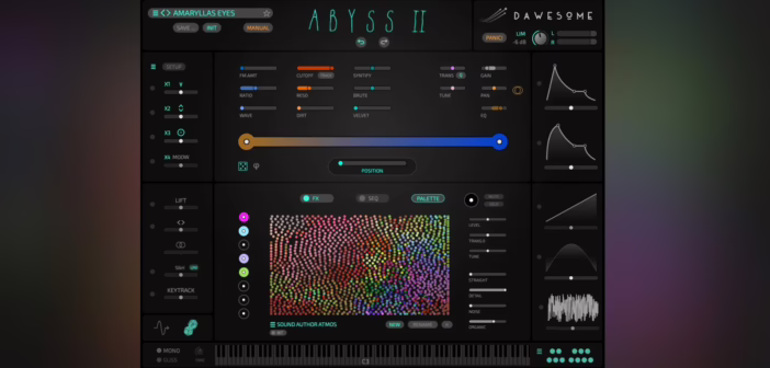 Interface du synthetiseur Dawesome Abyss II avec sa palette de couleurs