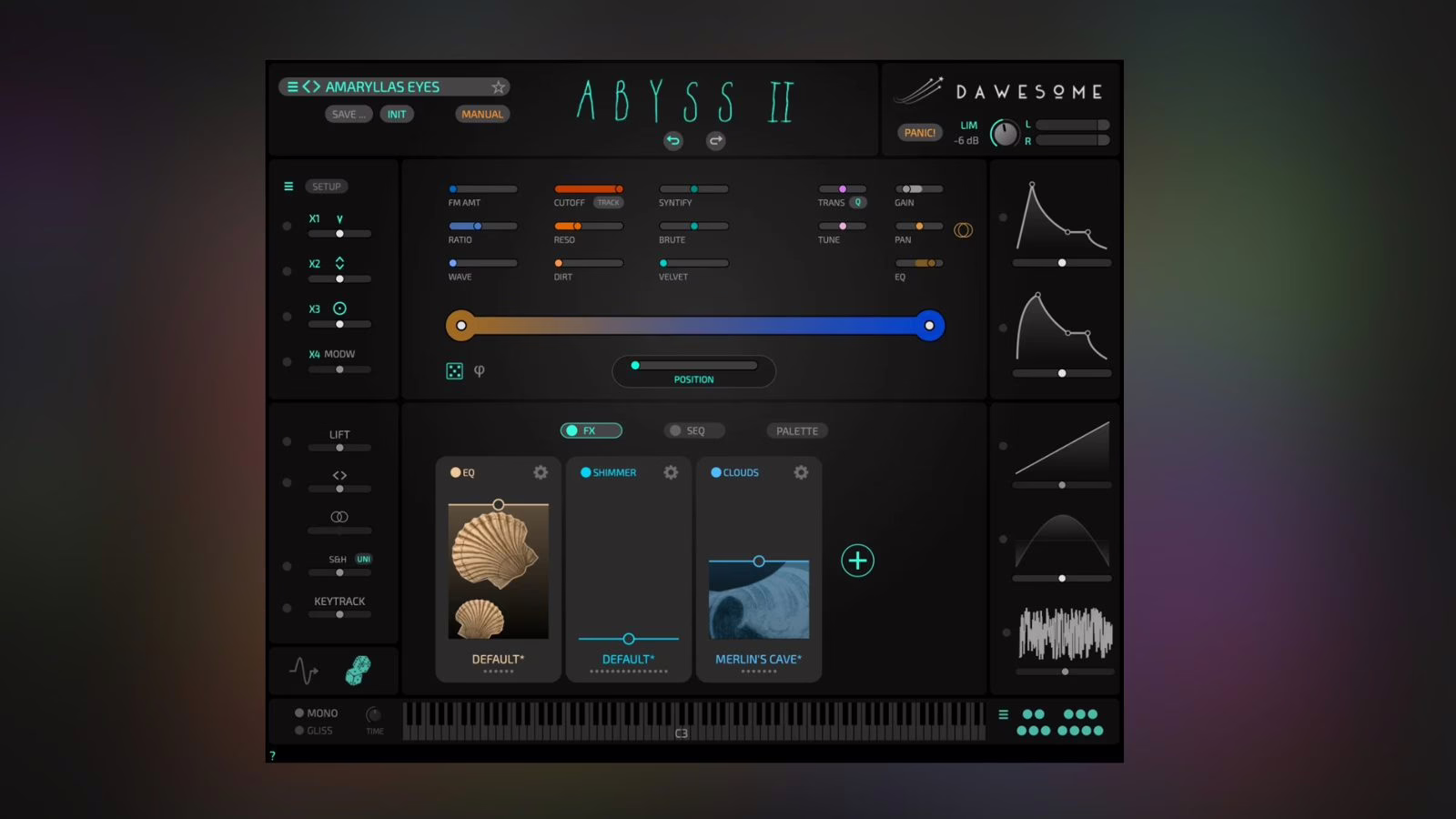 Colour-based sound navigation and morphing in Dawesome Abyss II