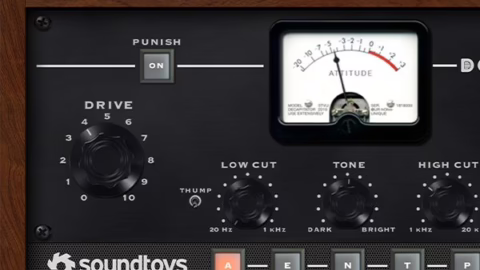 Interface du plugin Soundtoys Decapitator, saturateur analogique a cinq modeles