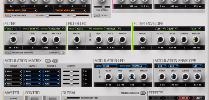 Interface du synthetiseur virtuel discoDSP Corona 7 en version 7