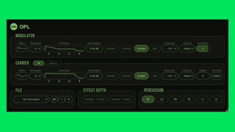 discoDSP OPL 3.0, synthetiseur FM base sur la puce Yamaha YMF262 (OPL3)