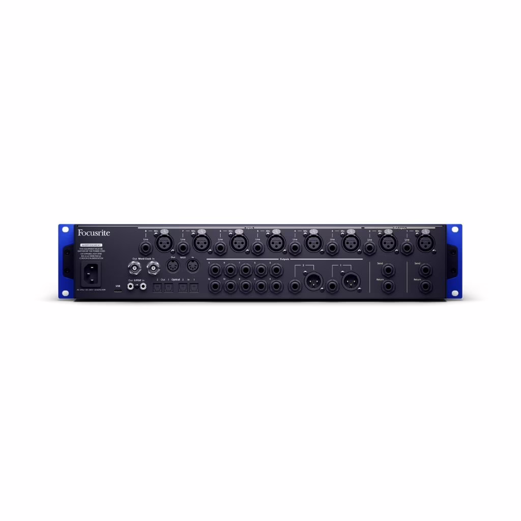 Vue de la Focusrite ISA C8X, finition bleu anodisé emblématique de la gamme ISA