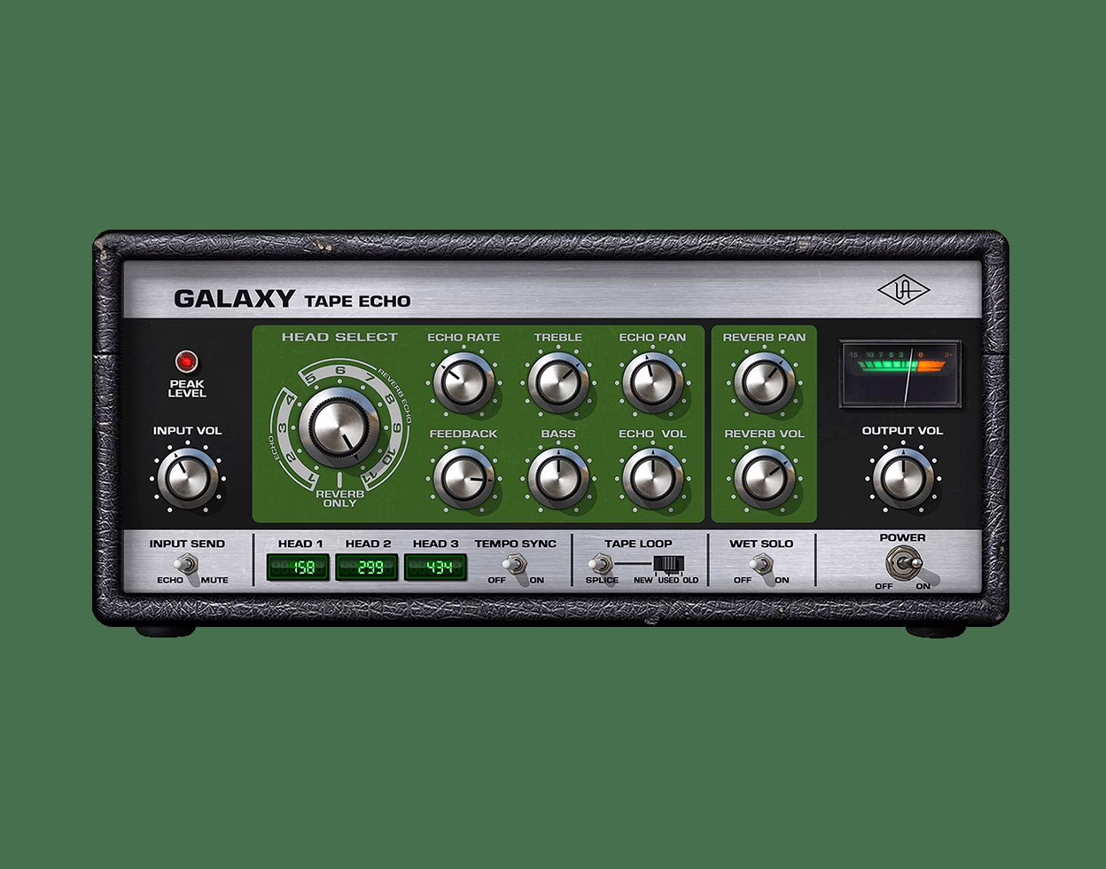Interface of the Universal Audio Galaxy Tape Echo plugin, an emulation of the Roland RE-201