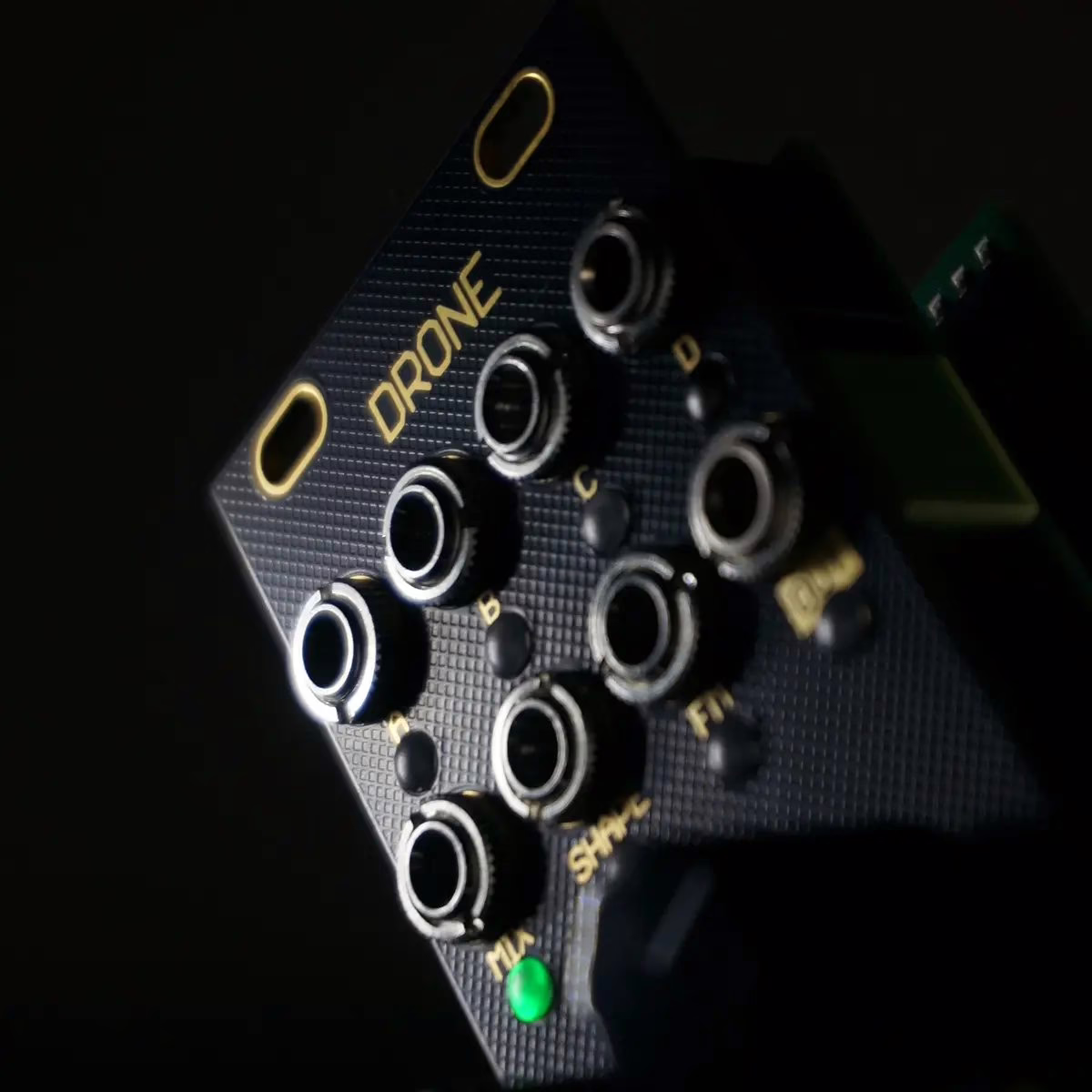 Ghost In Translation Drone, close-up of the 8 HP panel and knobs