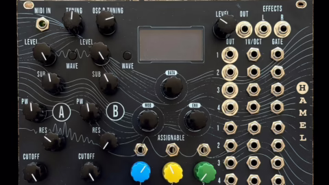Le module Eurorack Hampshire Electronics Vulcan MK2 vu de face, avec son OLED et ses commandes