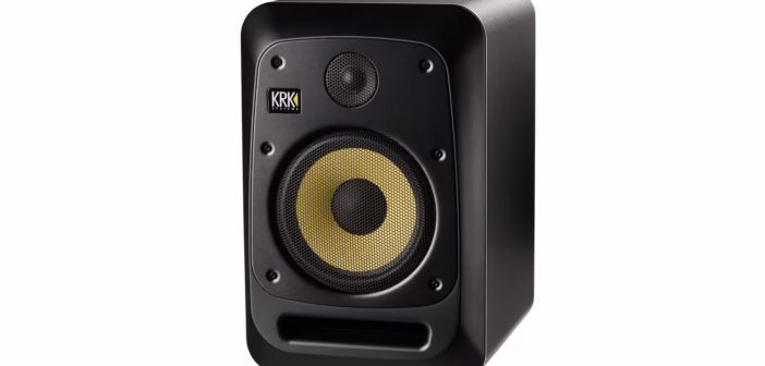 Enceinte de monitoring de studio KRK V8 Series Five vue de face avec son woofer Kevlar jaune