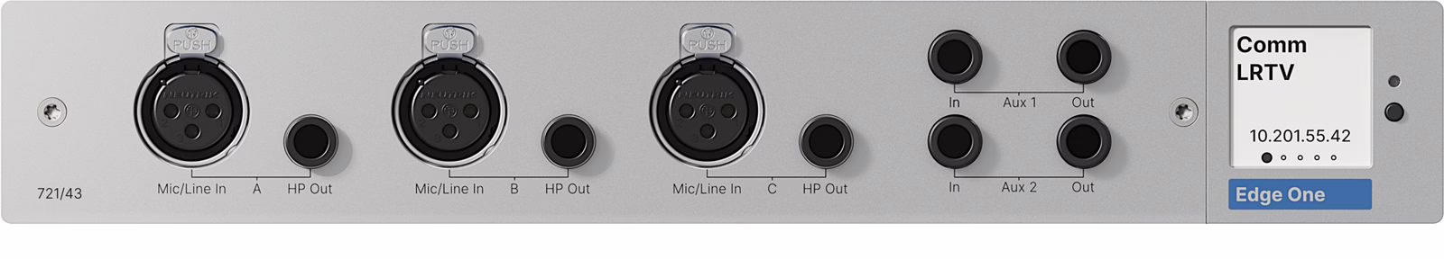 Commentary module of the Lawo Edge One with headphone outputs