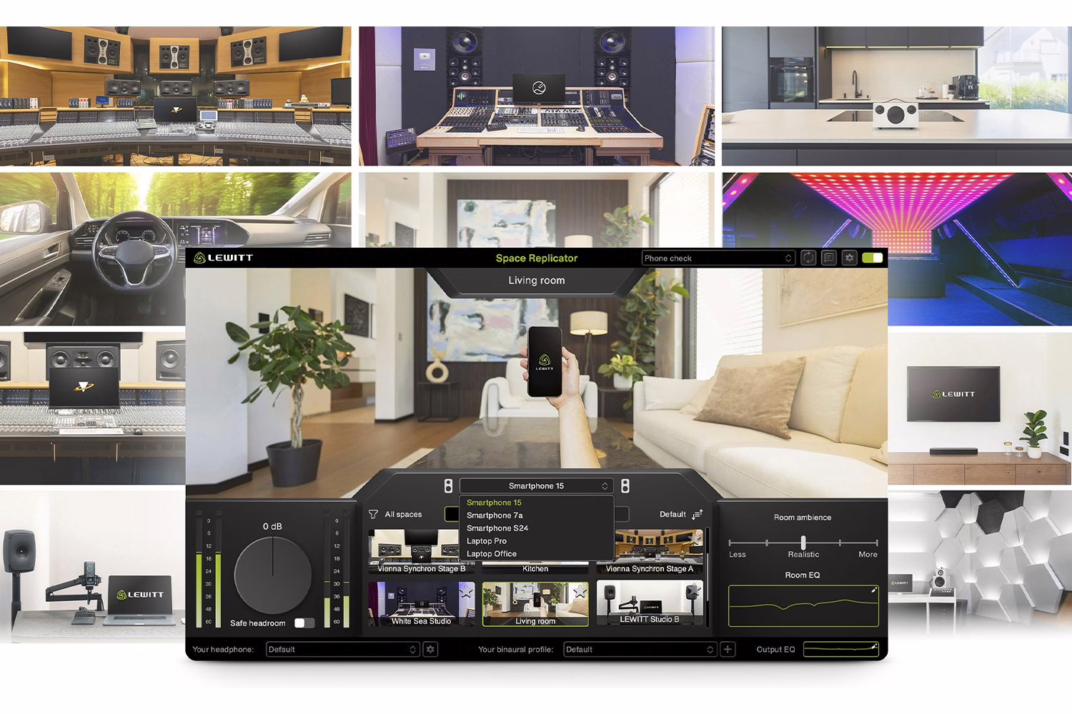 Space Replicator's virtual acoustic spaces: studios, clubs, car, living room