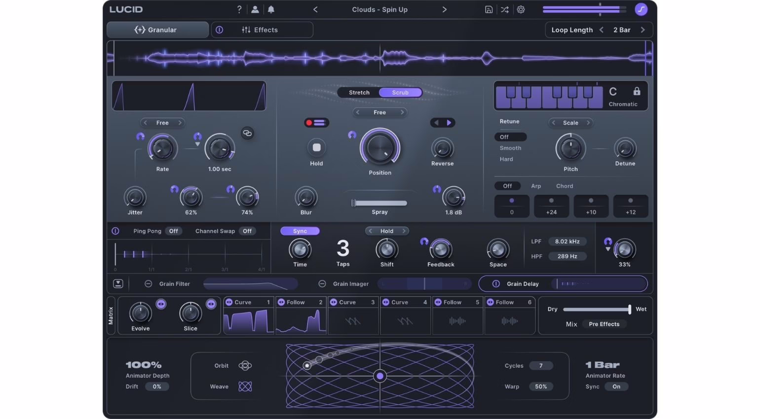 Granular engine of the Minimal Audio Lucid plugin