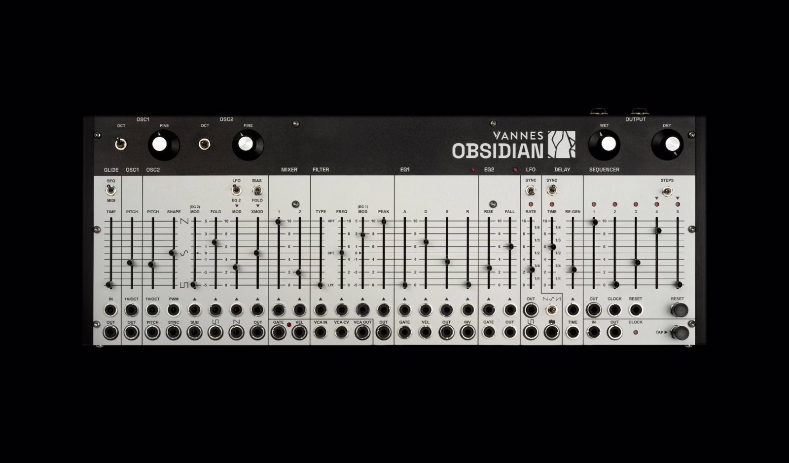 Détail de la section oscillateur et du wavefolder de l'Obsidian