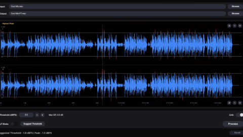 L'interface de Peak Tamer affichant le conditionnement de cretes par enveloppes de gain