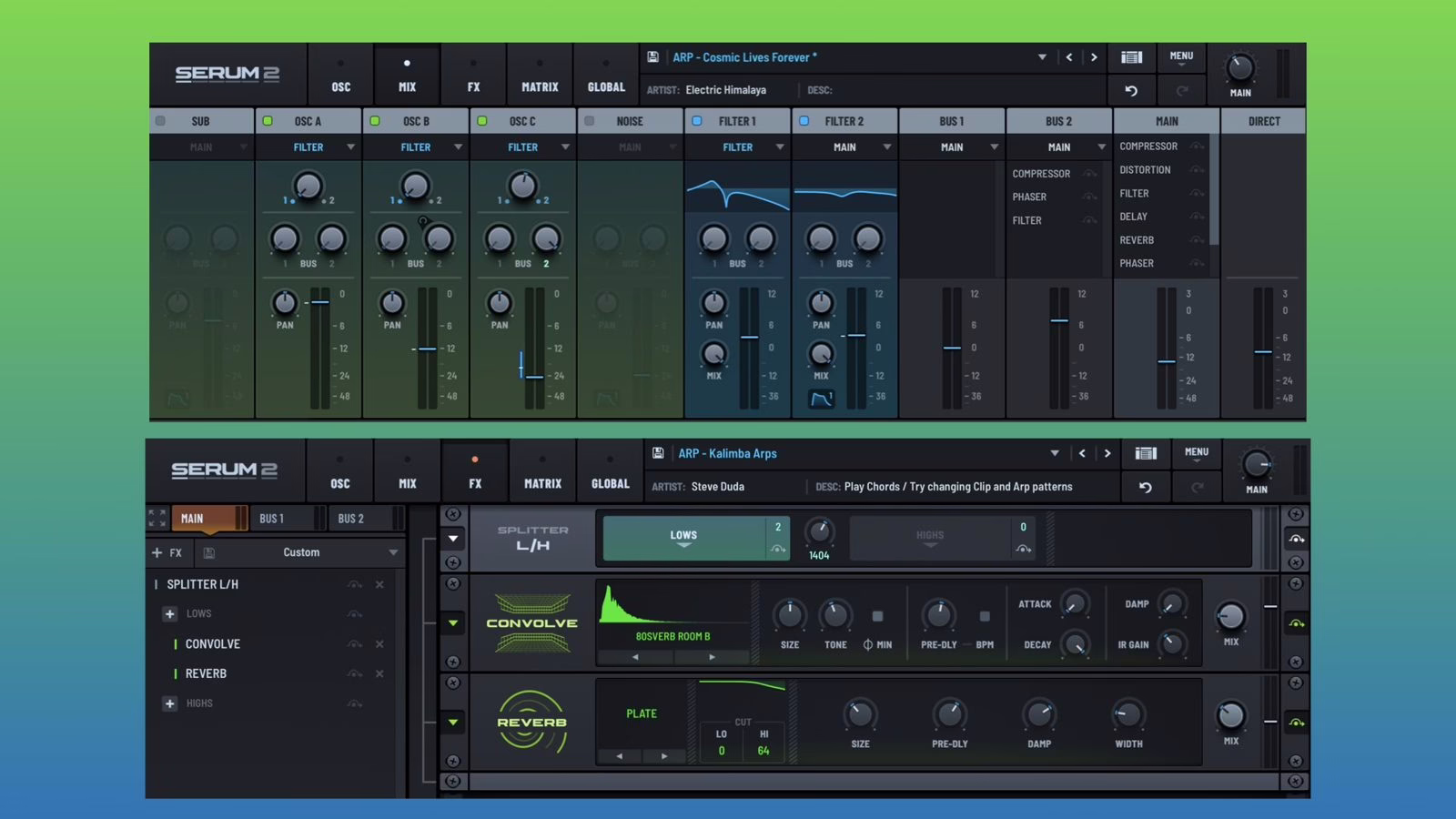 Serum 2's mixing and effects section