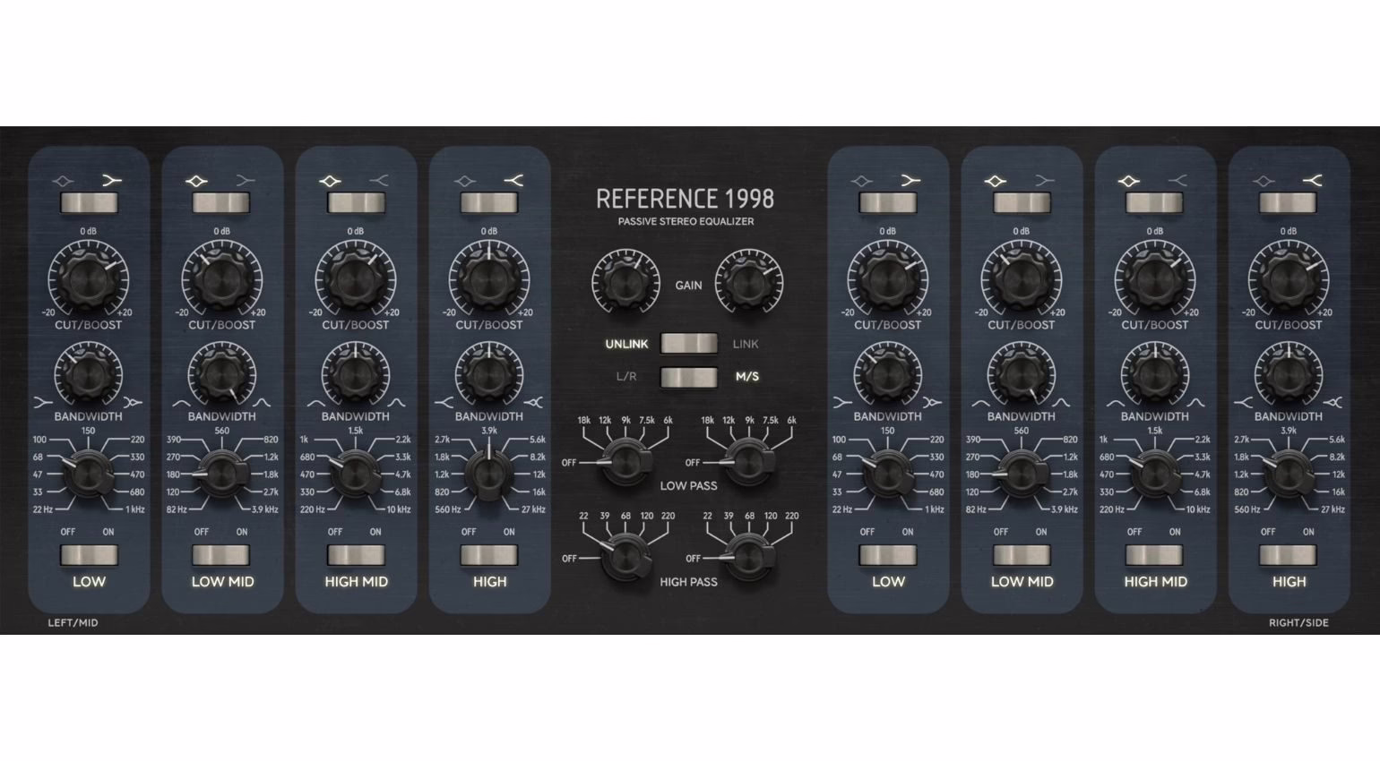Softube Reference 1998 Equalizer: four parallel passive bands and a tube stage