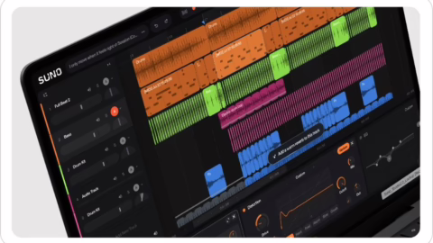 Interface de Suno Studio 2.0, station de production audio generative dans le navigateur