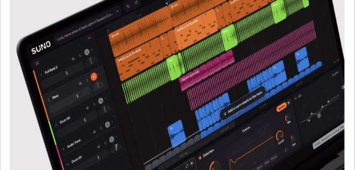 Interface de Suno Studio 2.0, station de production audio generative dans le navigateur