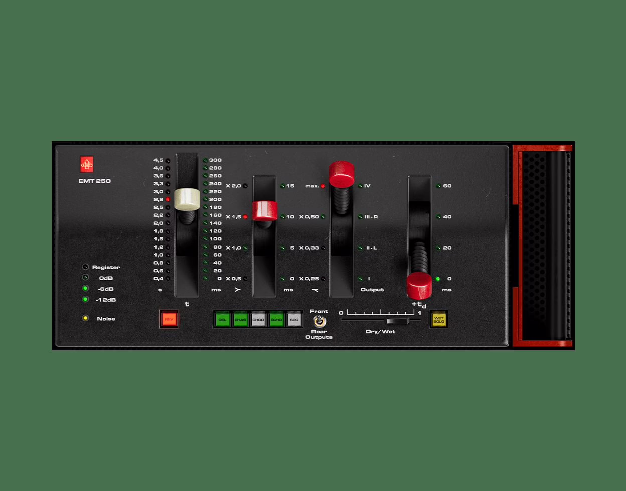 Interface of the Universal Audio EMT 250 Classic Electronic Reverb native plug-in