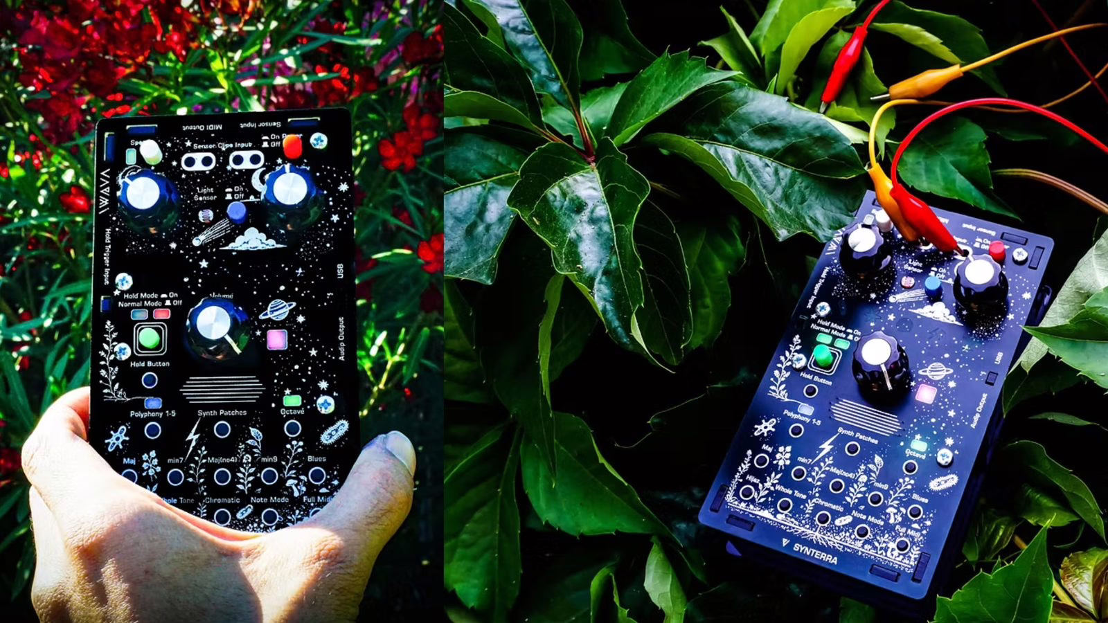 VAEMI Synterra relié à des plantes via des pinces crocodile pour la synthèse générative
