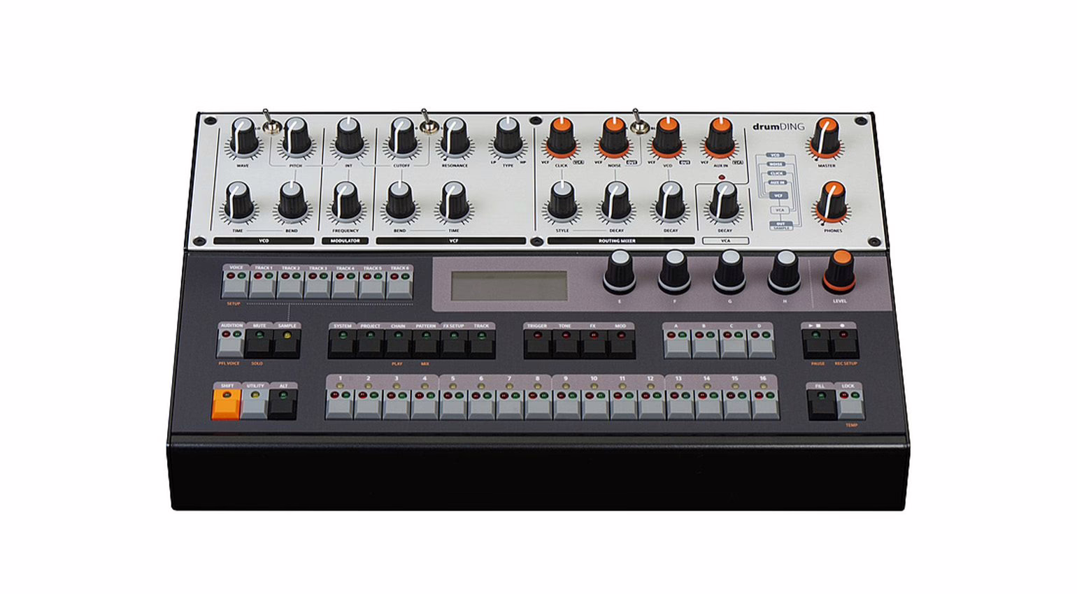Sequenceur et potentiometres de la Vermona drumDING