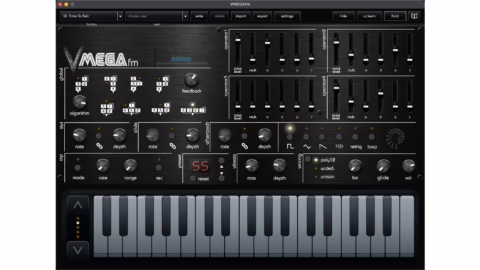 Interface du synthetiseur logiciel Twisted Electrons vMEGAfm avec ses operateurs FM