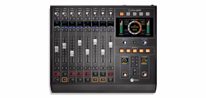 Console de mixage AoIP Axia Pulsar vue de dessus