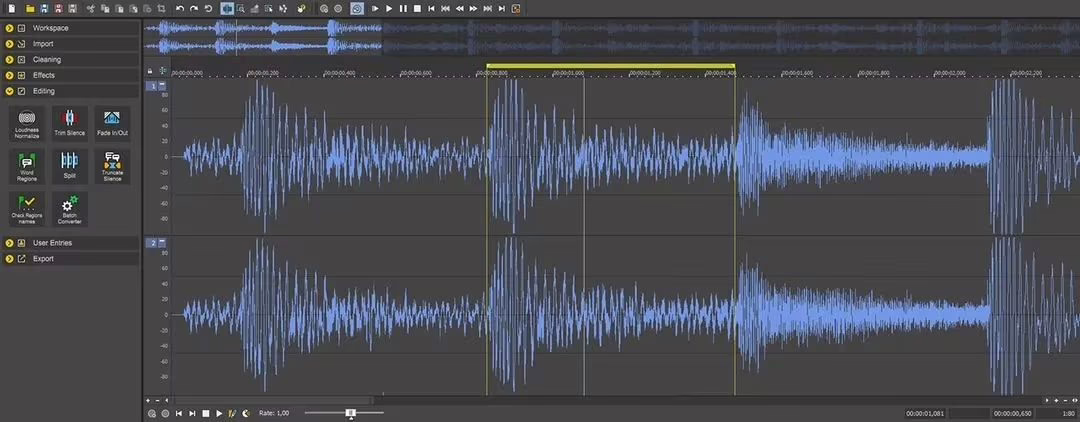 Waveform editing in Sound Forge 2026