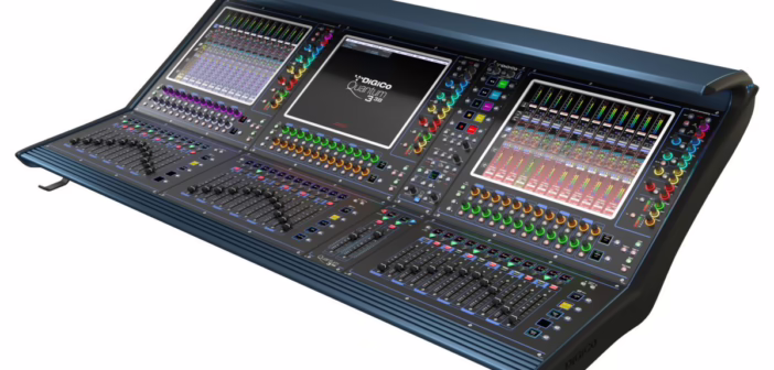 Console numérique de sonorisation live avec ses écrans tactiles et ses faders motorisés