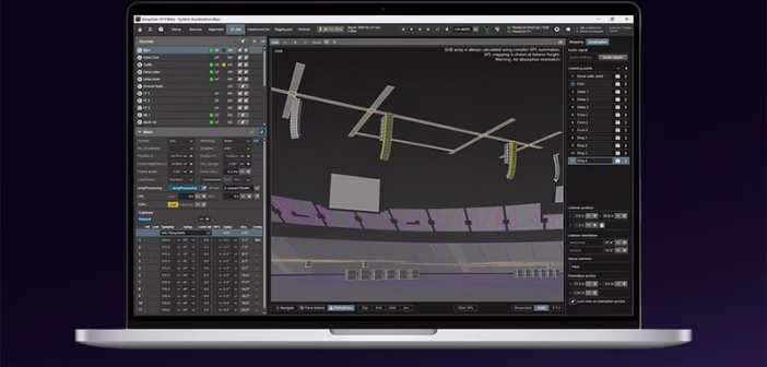 System Auralization dans ArrayCalc de d&b audiotechnik, sur ordinateur portable