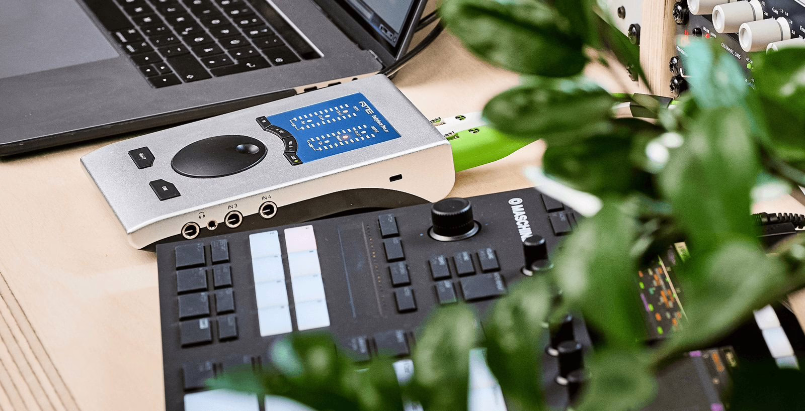An audio interface at the heart of a production studio