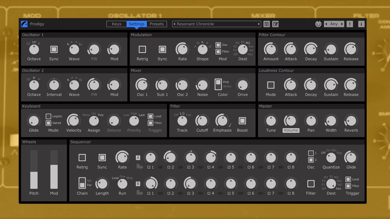 The Martinic Prodigy advanced panel adds a sequencer, extended LFO and modulation