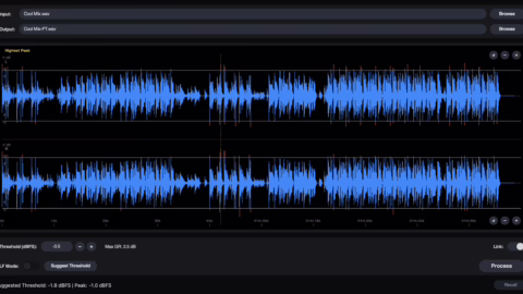 Interface of the Peak Tamer app for managing peaks before the limiter