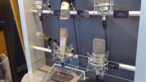 Paire de microphones à condensateur montés pour une prise de son stéréo