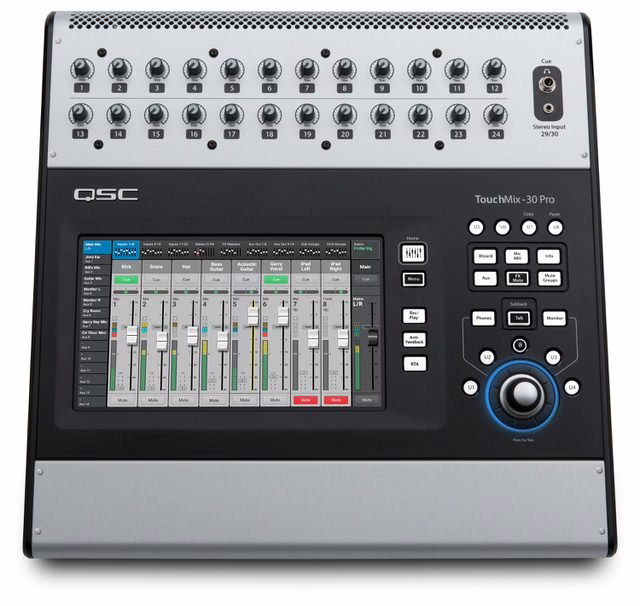 The all-touchscreen QSC TouchMix-30 Pro digital mixer