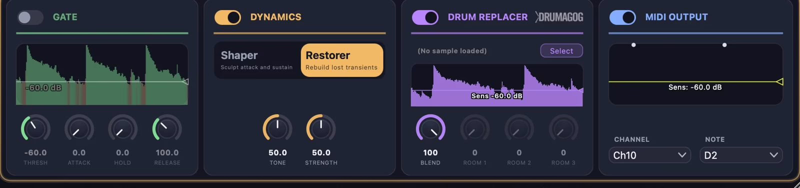 Le rack de ReStem 2 : une tranche de console dédiée par élément de la batterie, avec porte, dynamique et transitoires
