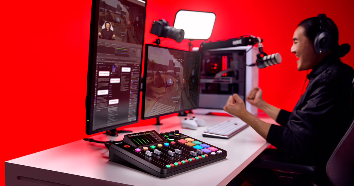 The RODECaster Pro II podcast console seen from above