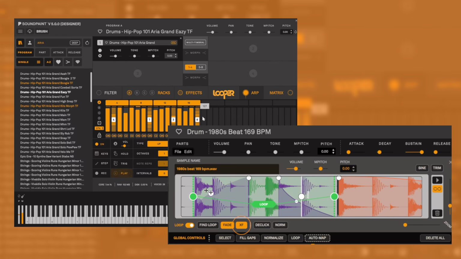 Soundpaint 5.0's built-in Brush sample editor