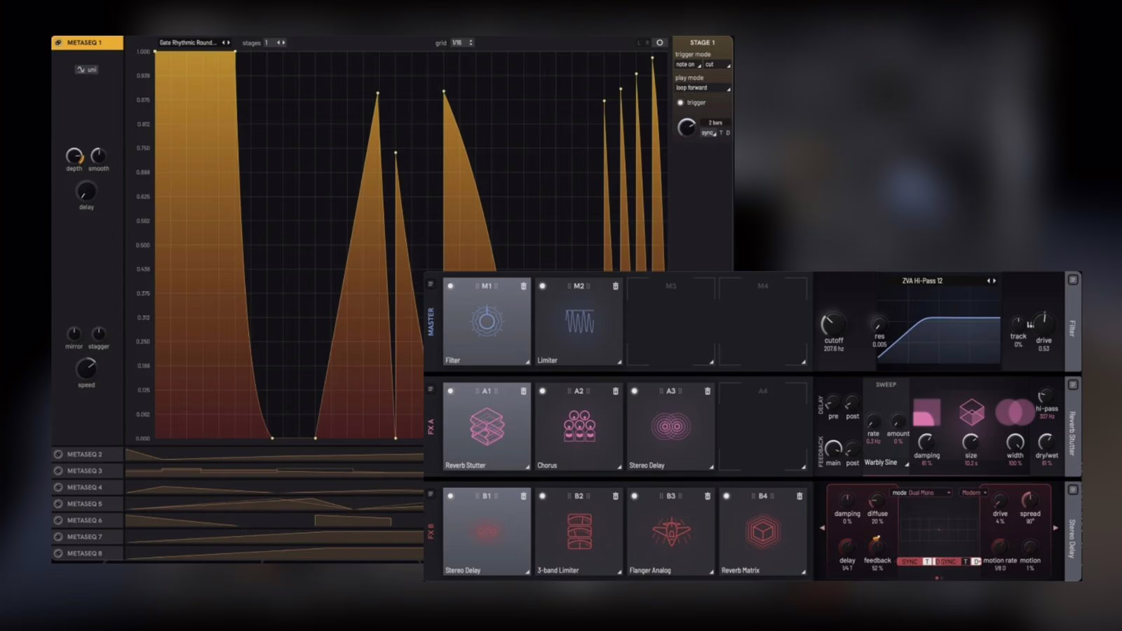 The modulation and effects section of Spitfire Audio Phoenix