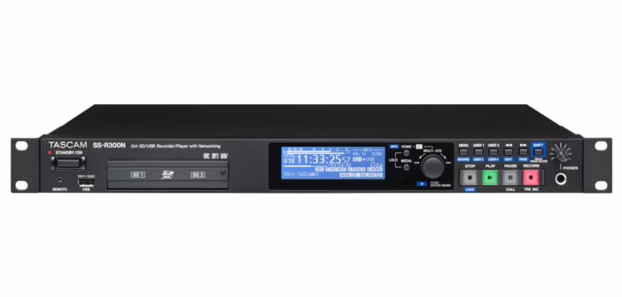 Le TASCAM SS-R300N, enregistreur/lecteur a memoire flash en reseau, face avant