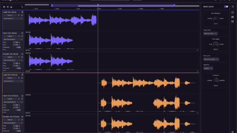 L'interface de VocAlign 7 Pro de Synchro Arts