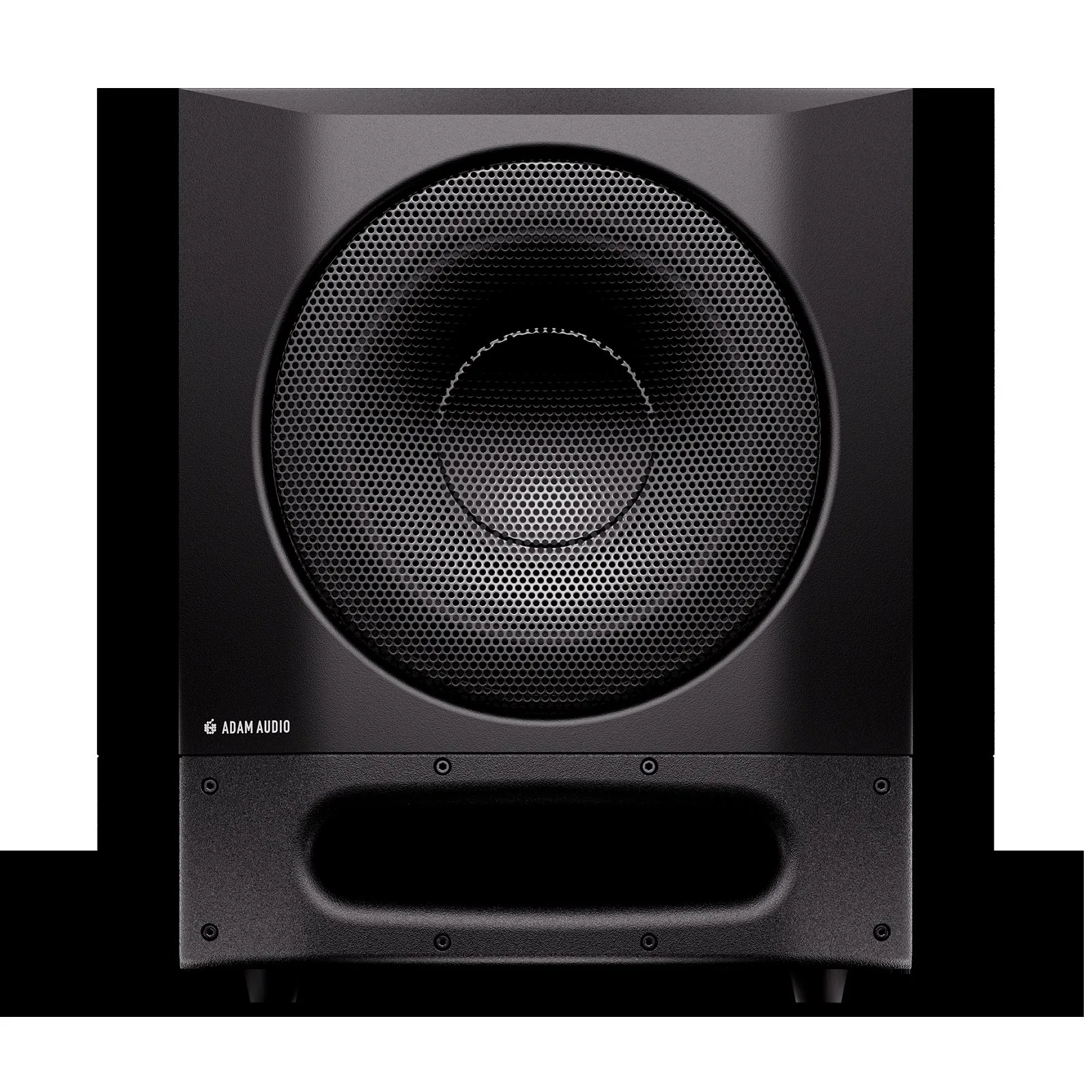 The 10-inch ADAM Audio Sub10 PRO studio subwoofer seen from the front