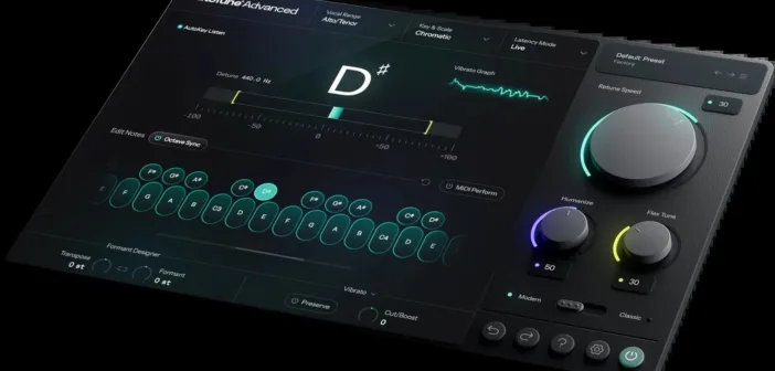 Interface du plug-in Antares Auto-Tune Advanced avec molette de vitesse de correction et graphe de vibrato
